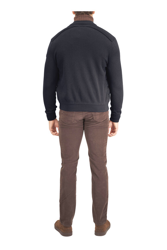 Moncler Navy Wool & Cashmere Padded Zip-Up Cardigan - view 3