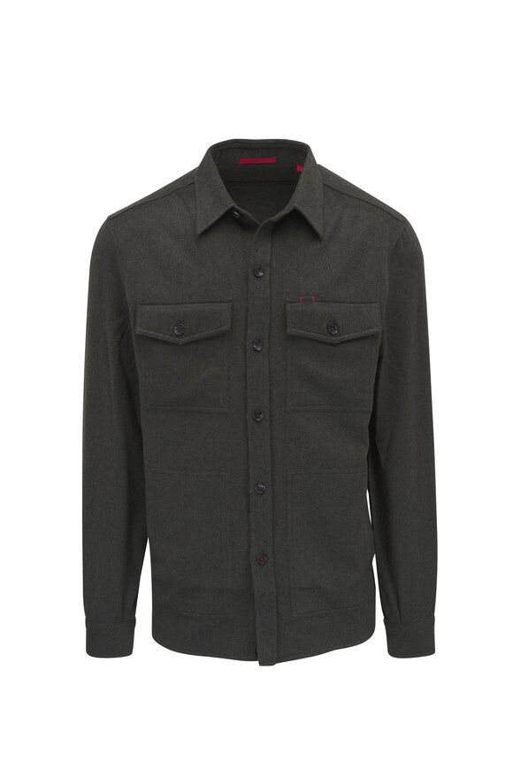LORO　Ppierce04　silver925 Loro Piana - Light Gray Suede Overshirt | Mitchell Stores