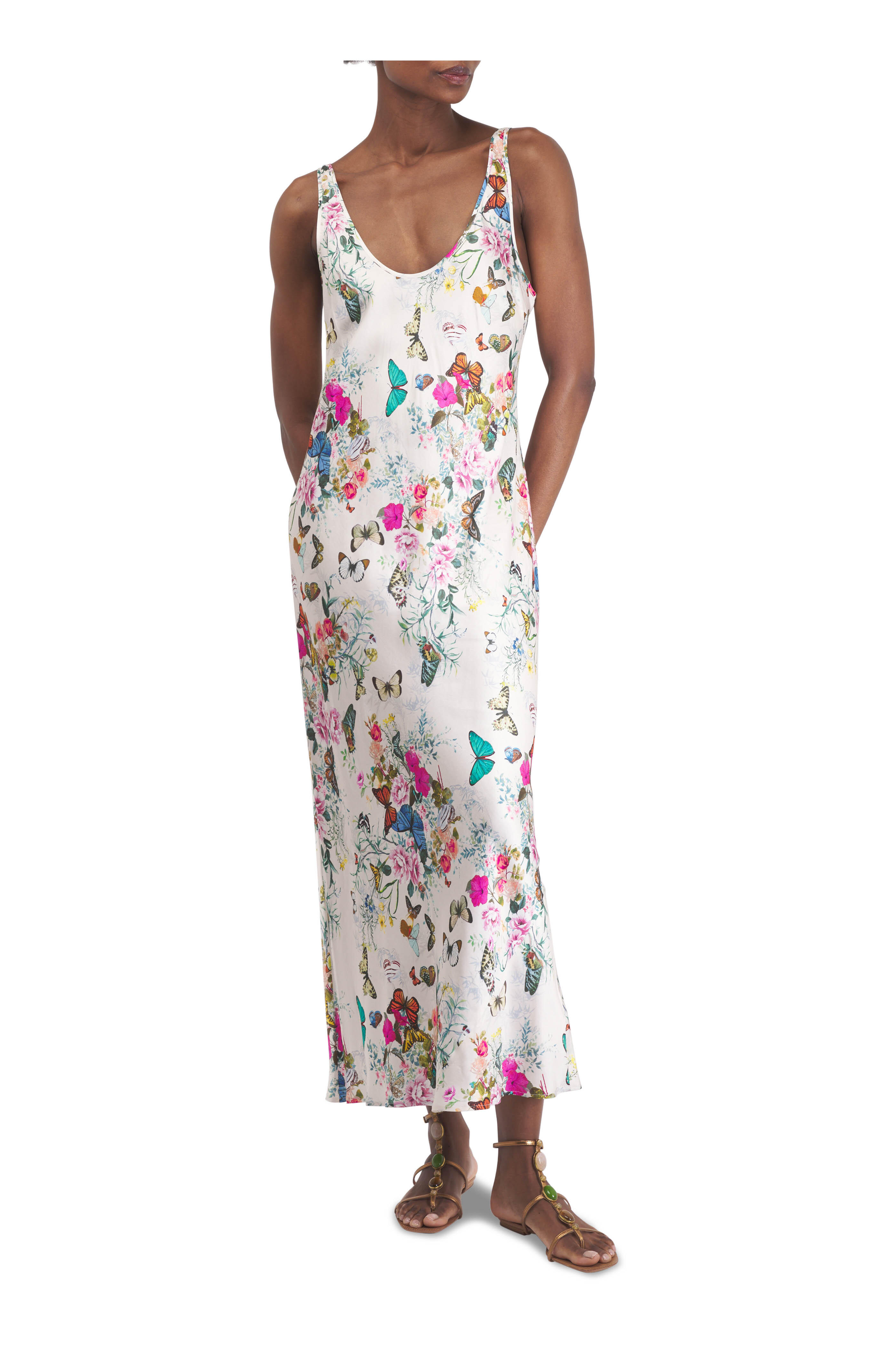L'Agence - Akiya Vintage White Charonda Butterfly Maxi Dress