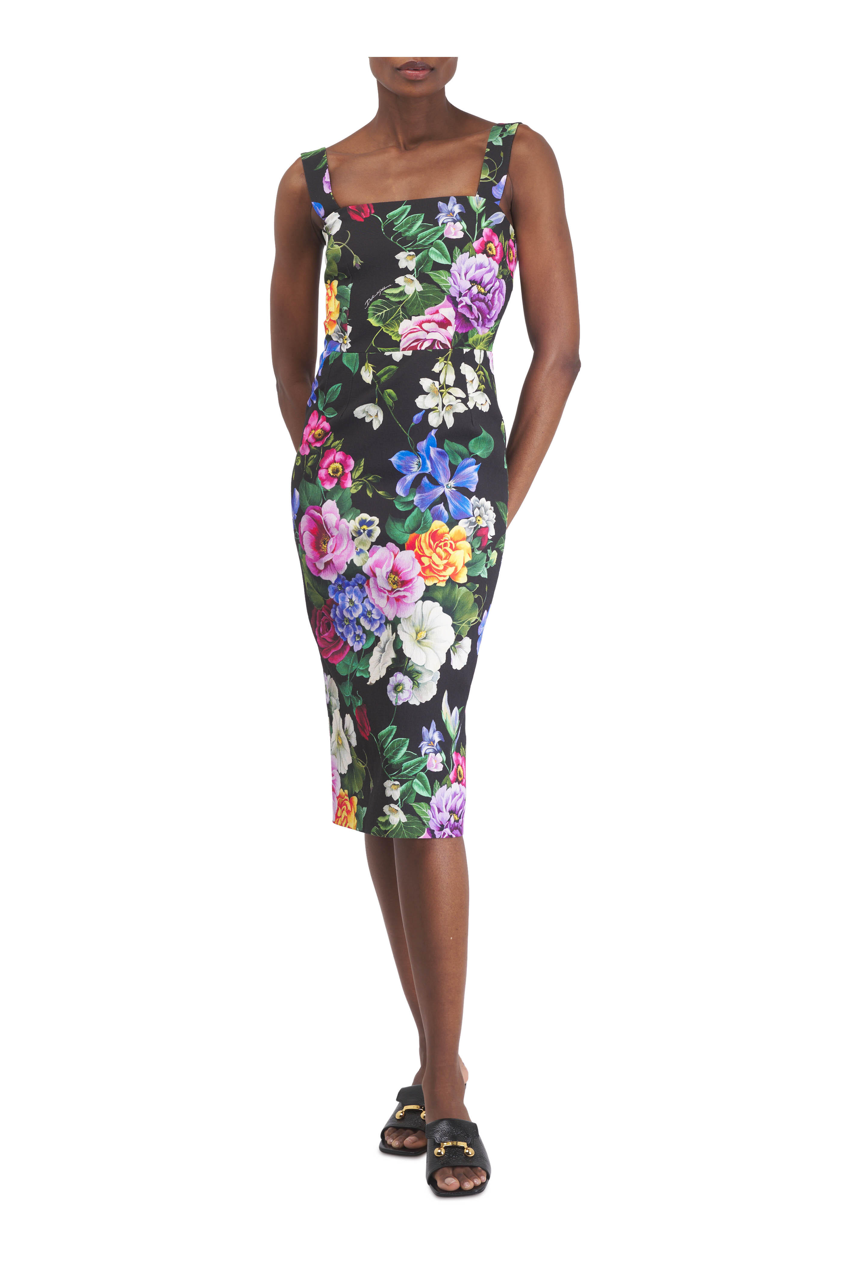 Dolce & Gabbana - Multicolor Floral Print Seamed Midi Dress