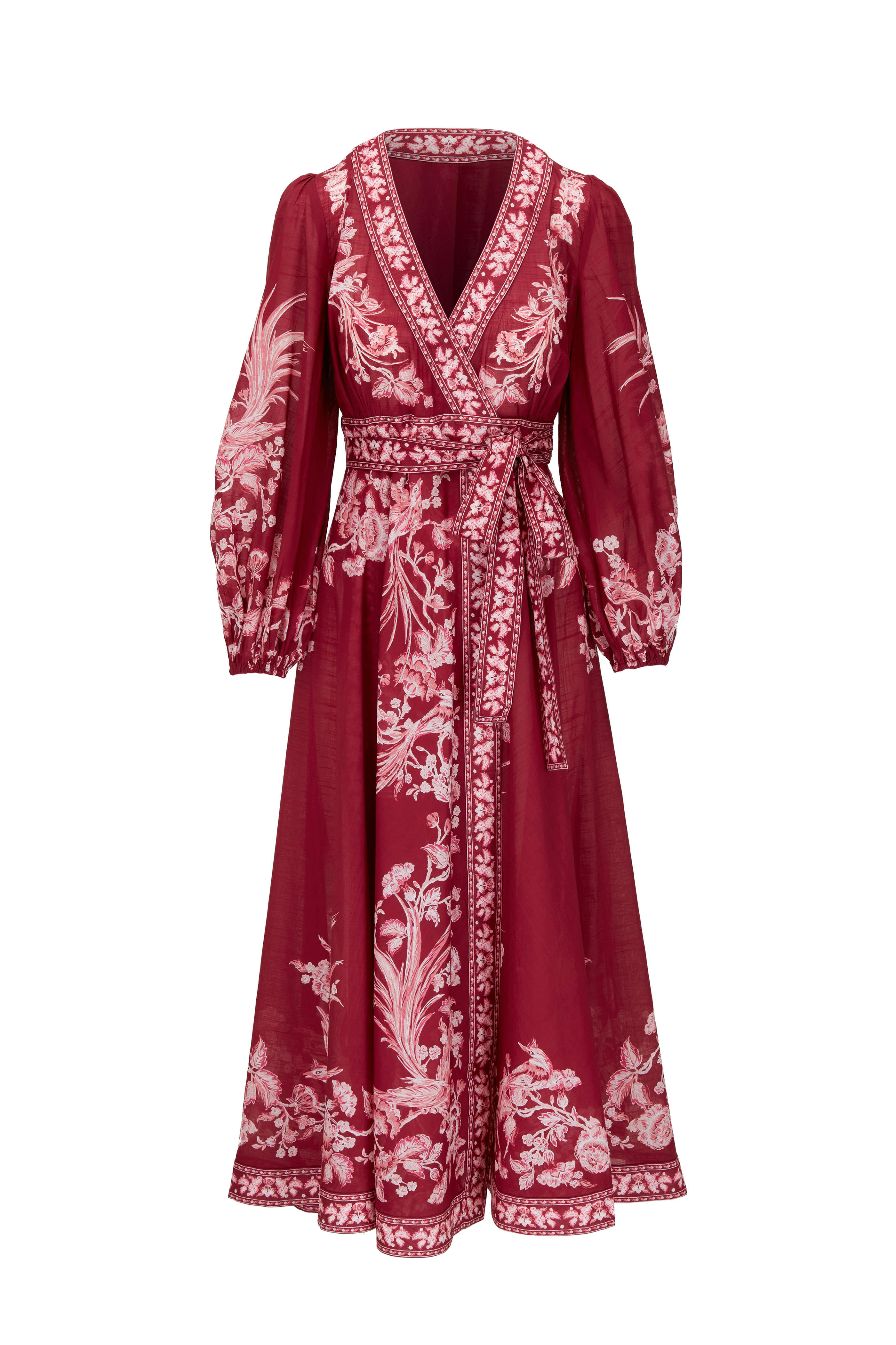 Zimmermann - Tiggy Red Wrap Midi Dress | Mitchell Stores