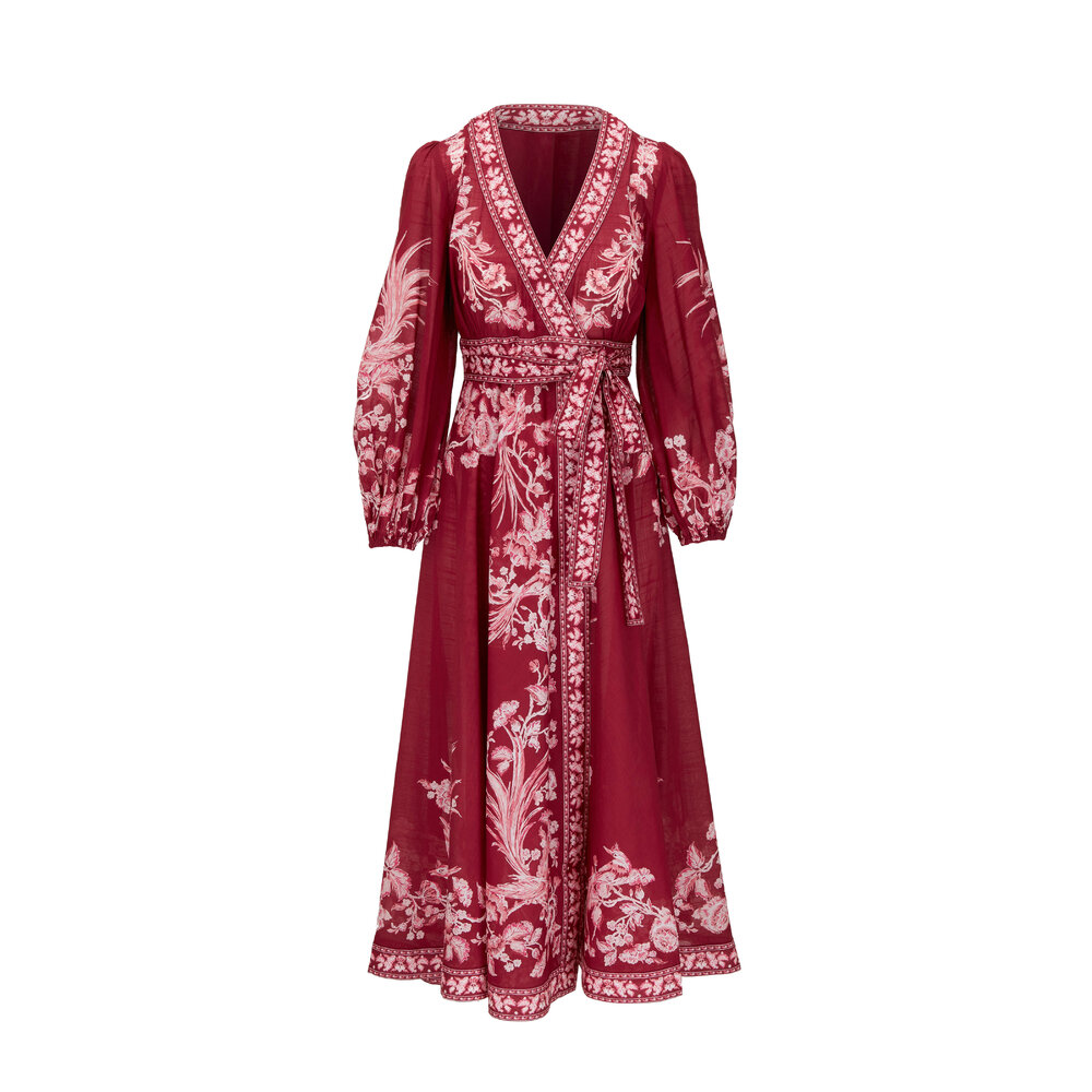 Zimmermann - Tiggy Red Wrap Midi Dress | Mitchell Stores