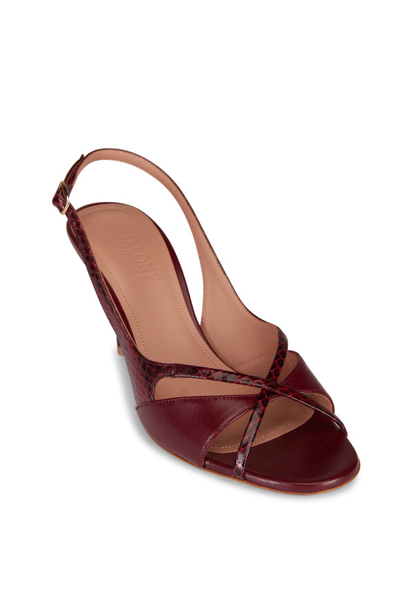 Malone Souliers Petra Rosewood Leather Slingback Sandal, 70mm - view 1