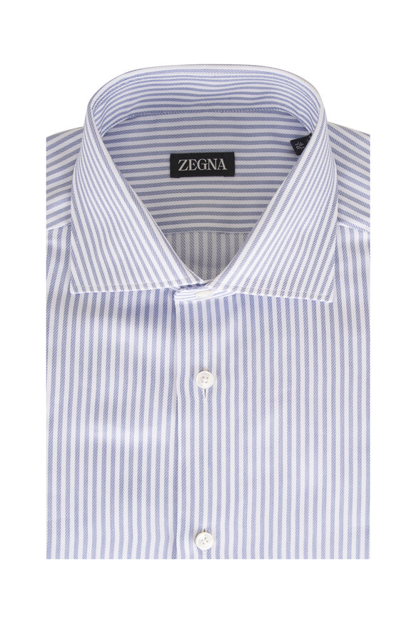 Zegna Sartorial Blue Stripe Cotton Dress Shirt - view 1
