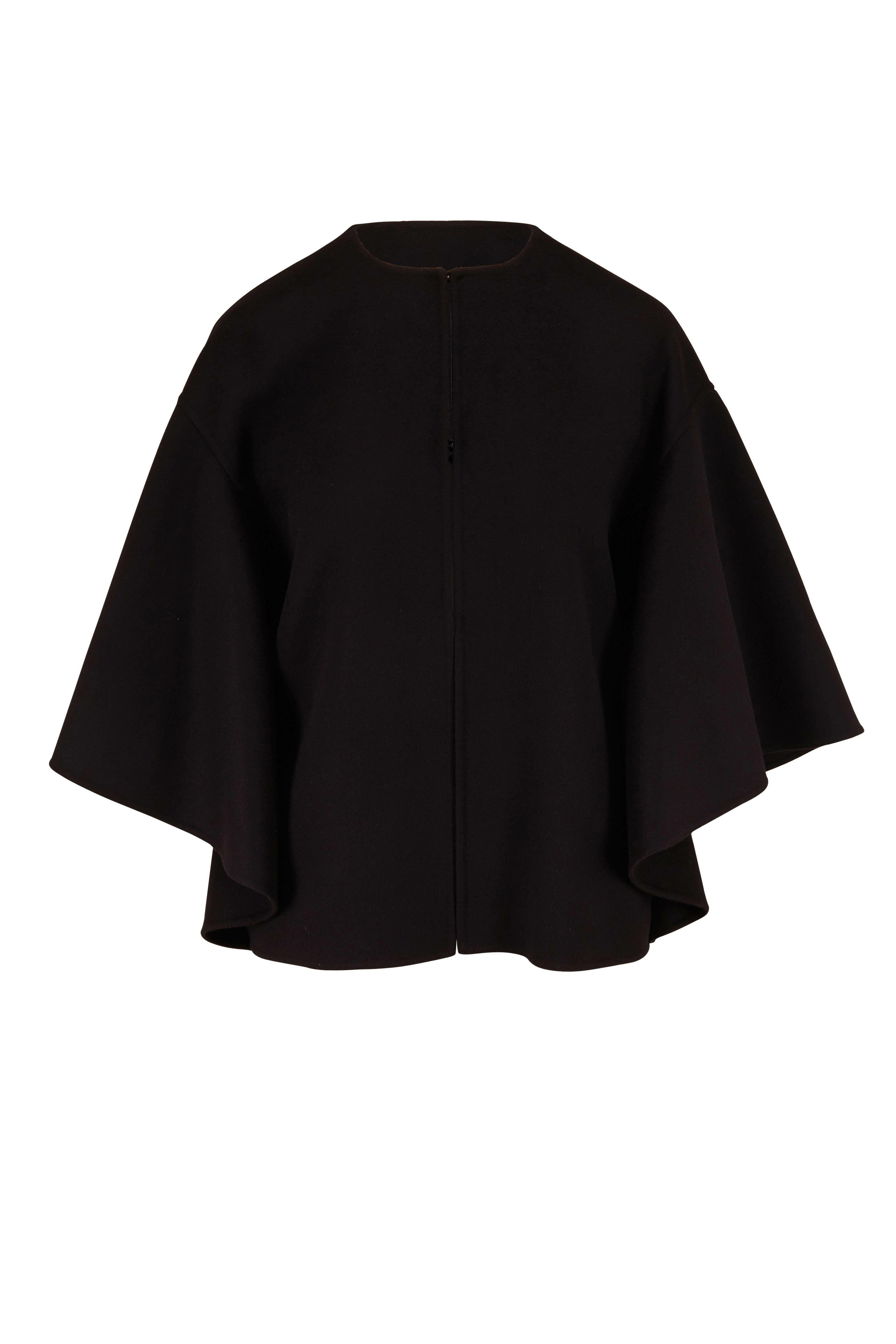 Valentino - Black Short Compact Wool & Cashmere Cape