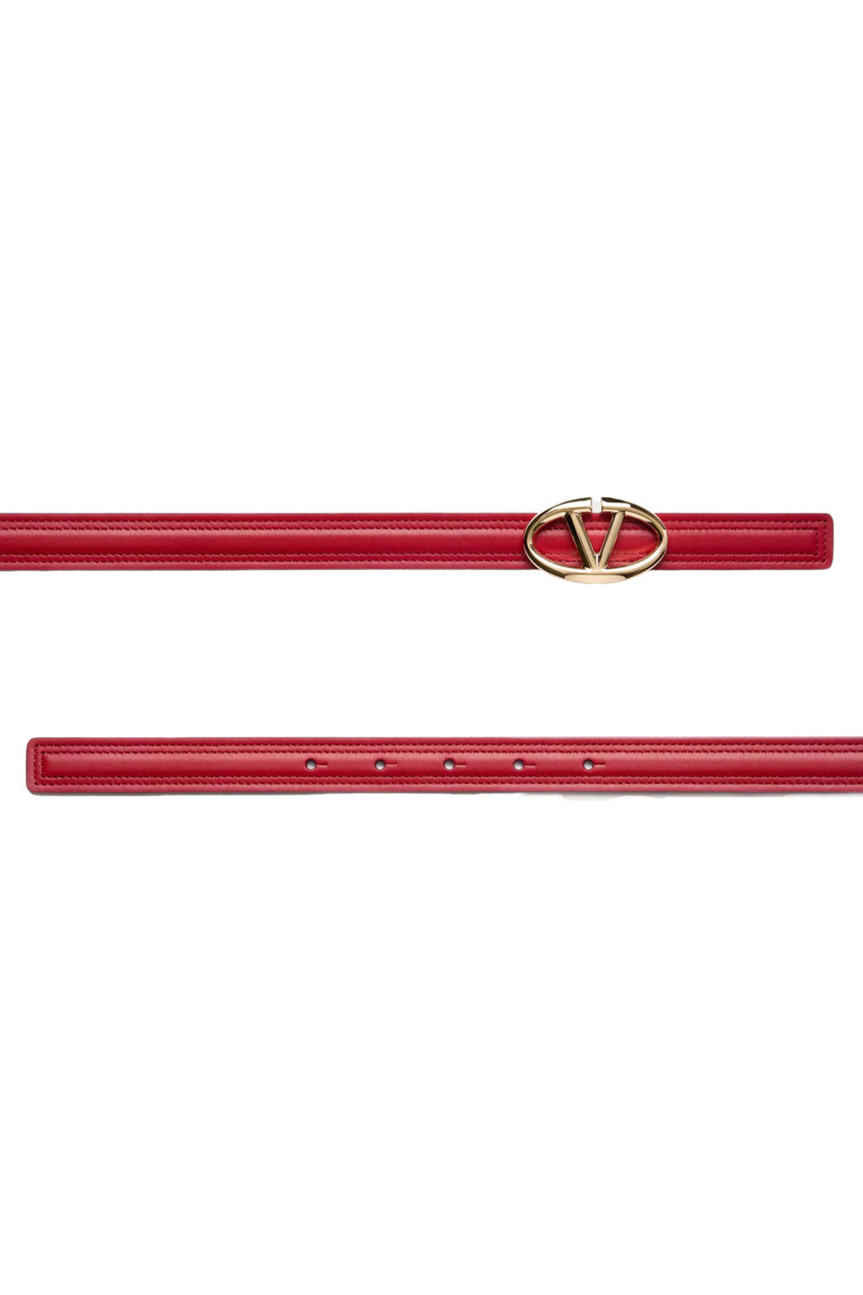 Valentino Garavani - VLogo Moon Reversible Belt in Dark Red