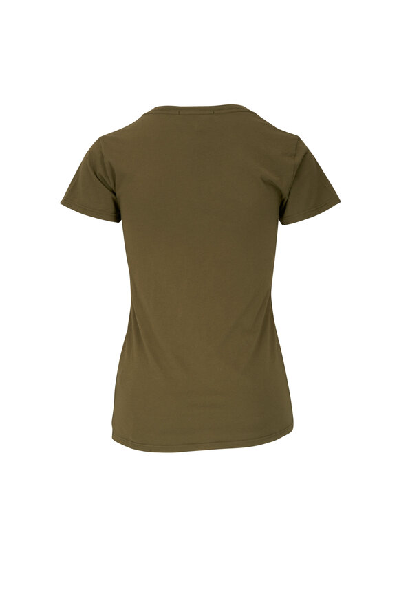 Nili Lotan - Carol Olive Green V-Neck T-Shirt 