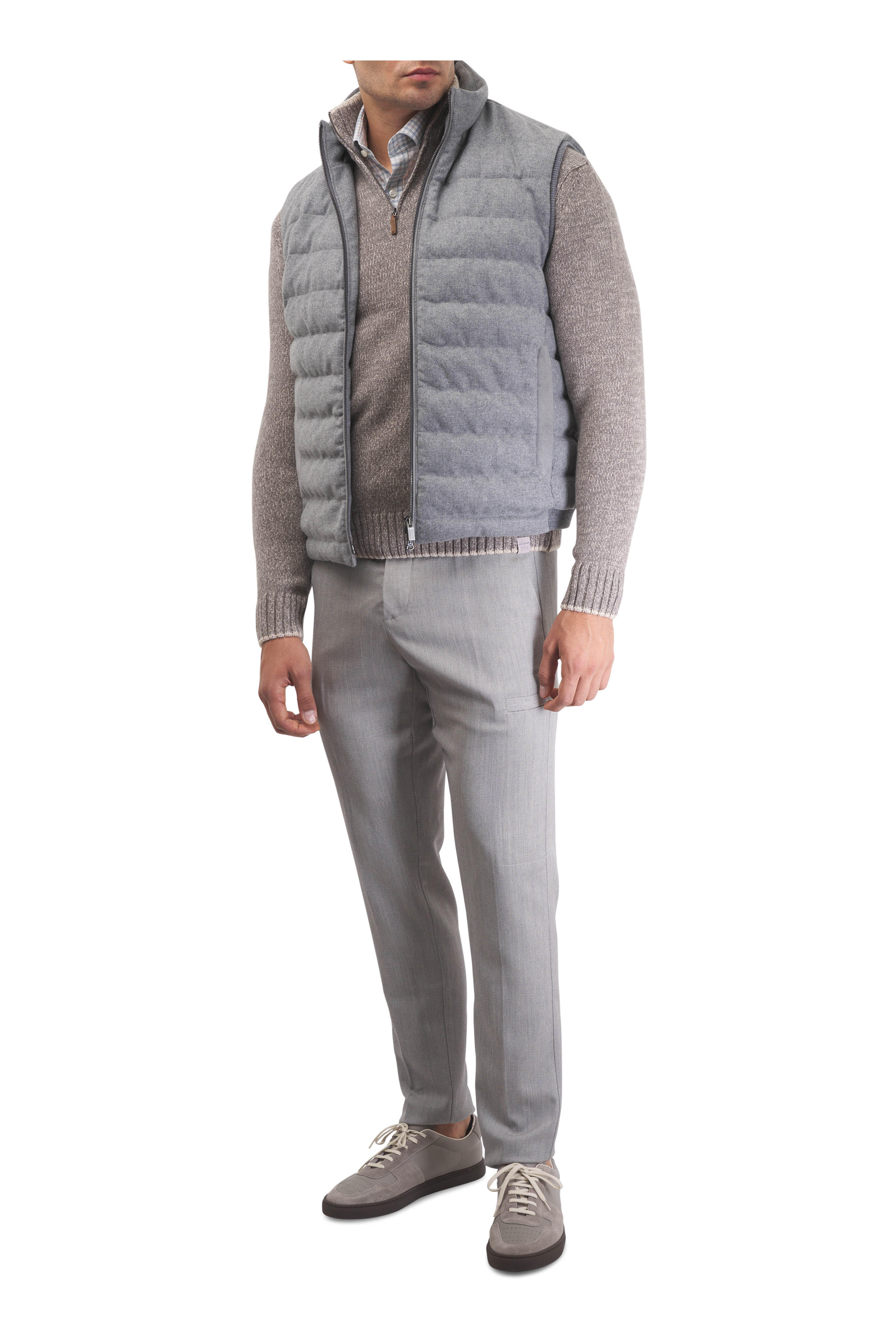 Paul & Shark - Taupe Wool & Cashmere Quarter Zip Pullover