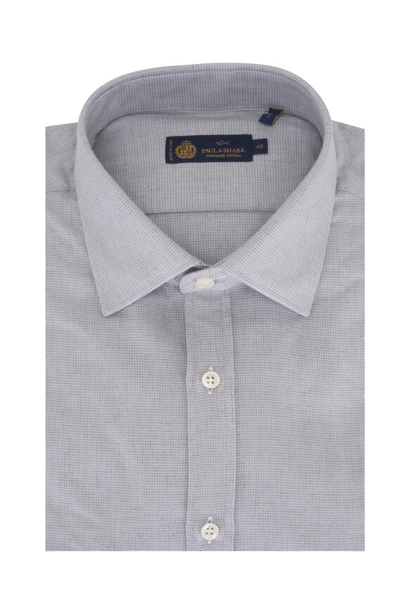 Paul & Shark Gray & White Micro Check Sport Shirt