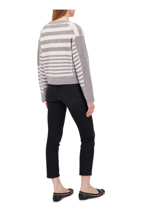 Jonathan Simkhai - Adara Heather Gray Multi Striped Knit Cardigan 