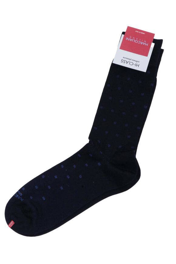 Marcoliani Navy Polka Dot Midcalf Socks - view 2