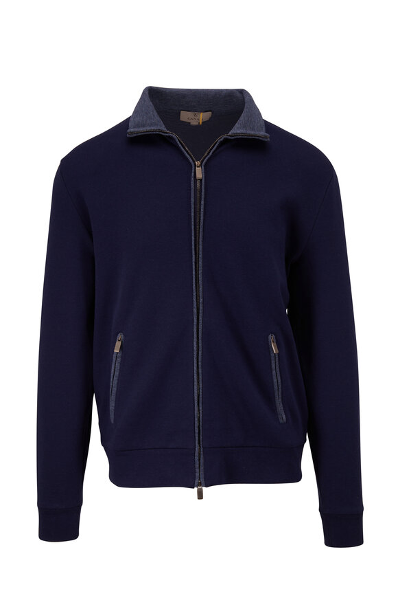 Canali - Navy Front Zip Track Jacket