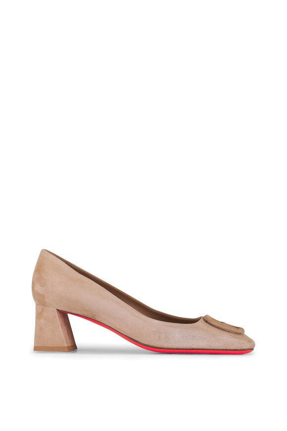 Santoni Hasmig Light Brown Suede Pump, 50mm - view 2