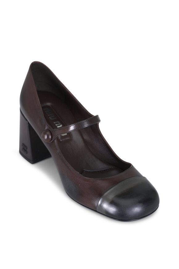 Miu Miu Brown & Black Leather Mary Jane Pump, 65mm - view 1