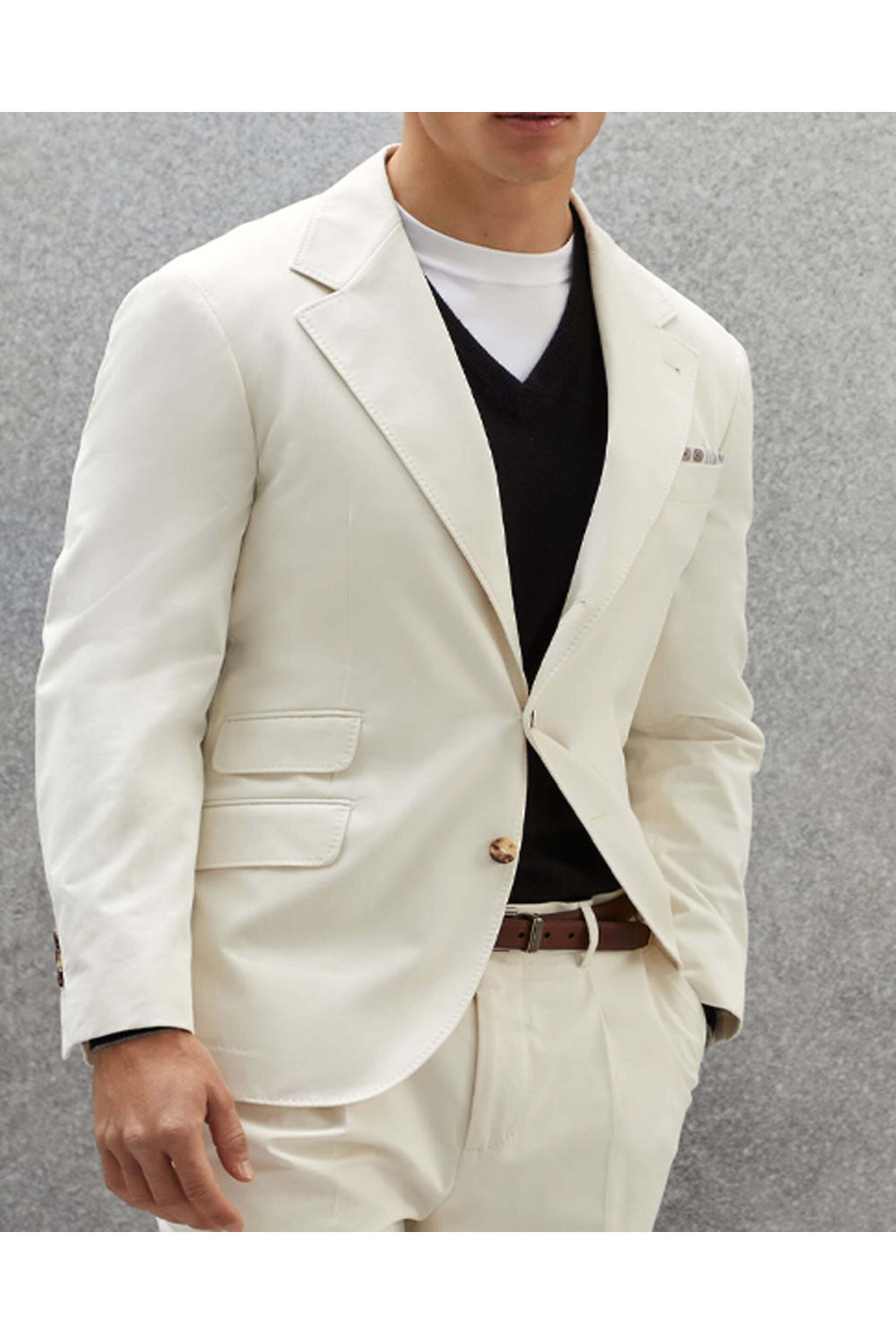 【BRUNELLO CUCINELLI】 Brunello Cucinelli - Off White Stretch Suit | Mitchell Stores