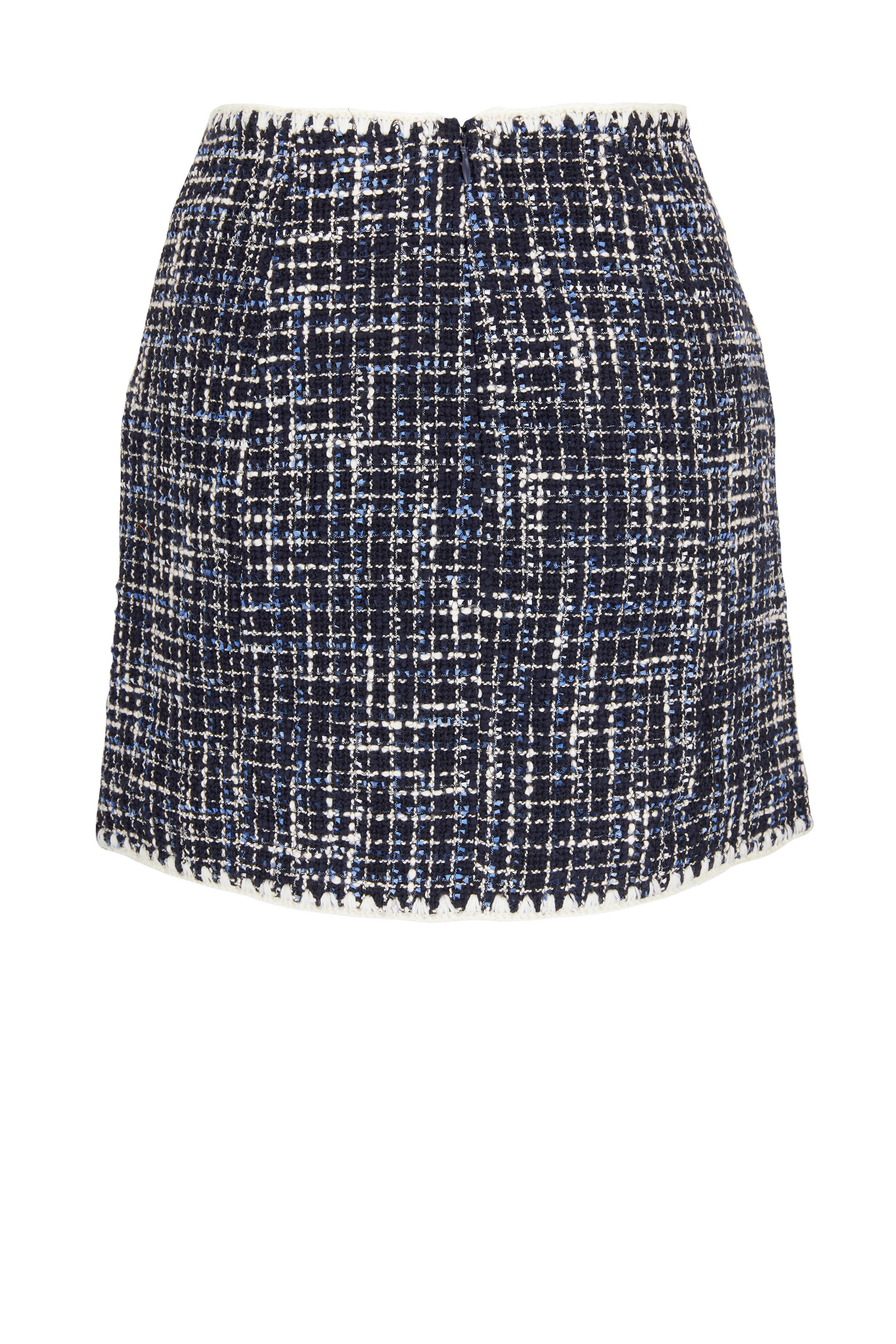 Veronica Beard - Medford Navy Multi Tweed Embroided Mini Skirt