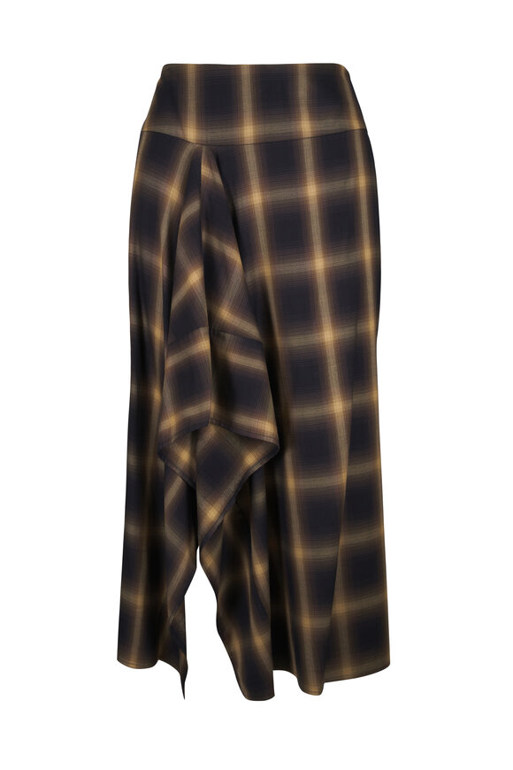 Zero + Maria Cornejo City Plaid Draped Midi Skirt - view 1