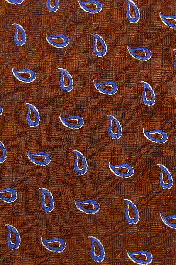 Eton - Brown & Royal Blue Paisley Silk Necktie