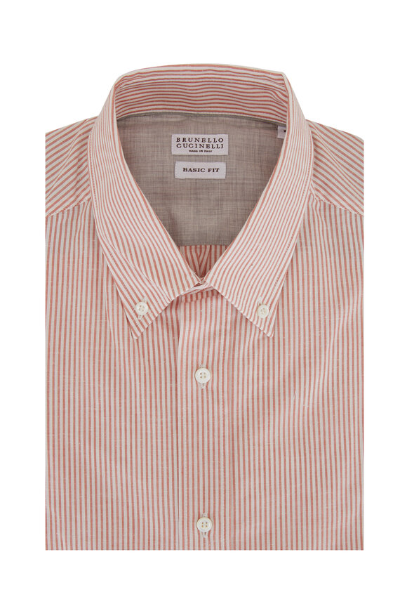 Brunello Cucinelli - Orange Mini Stripe Sport Shirt