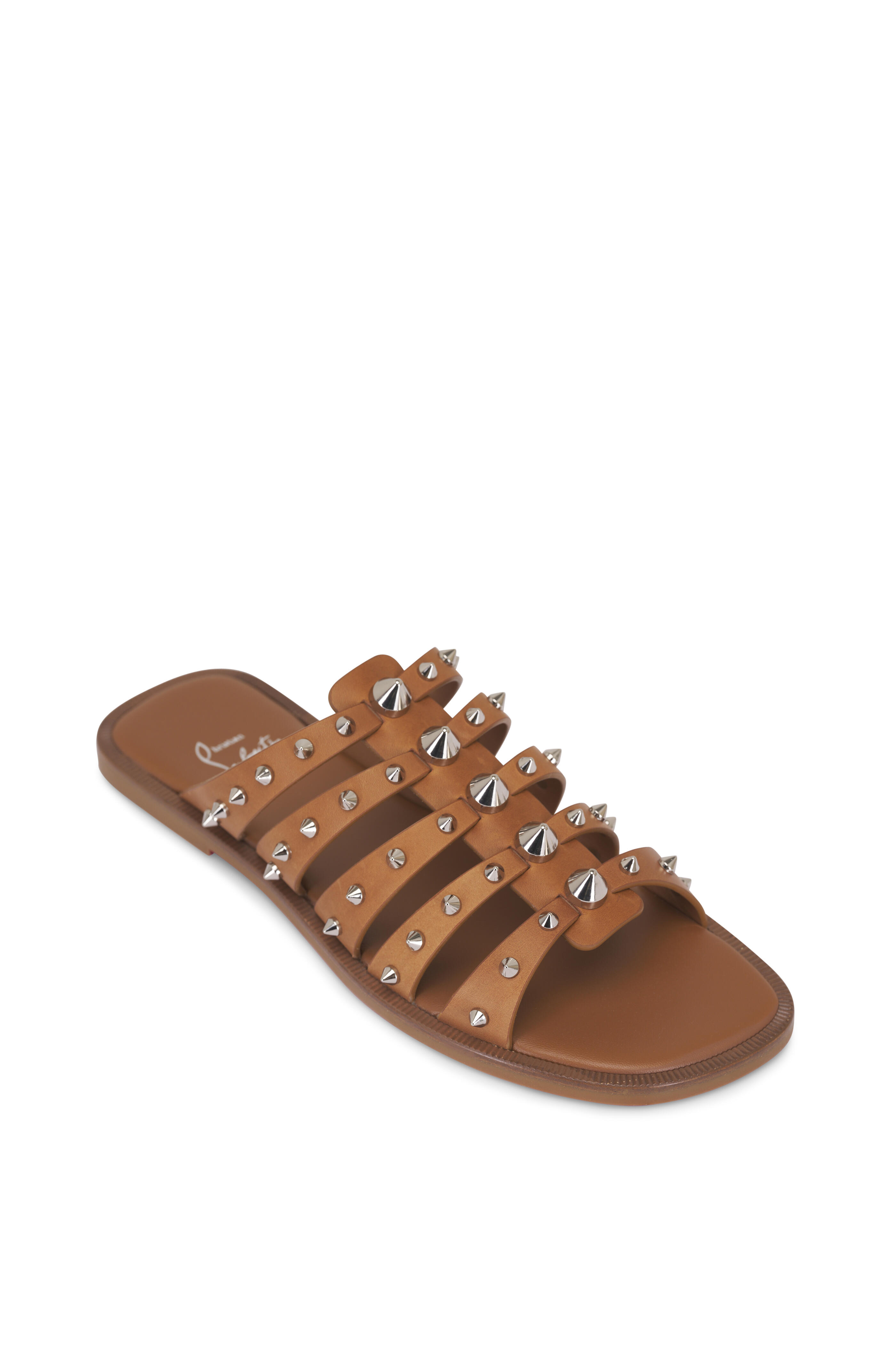 Christian Louboutin - Charja Tan Spike Flat Sandal