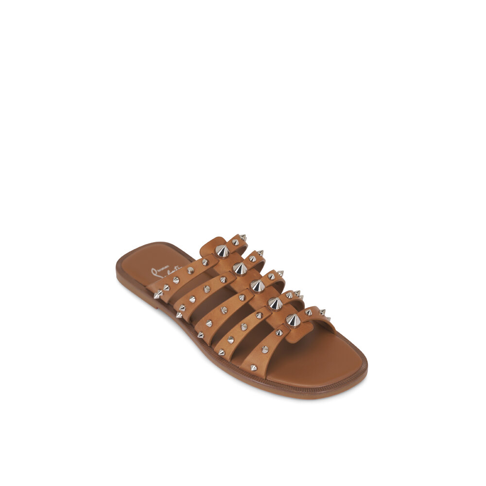 Christian Louboutin - Charja Tan Spike Flat Sandal