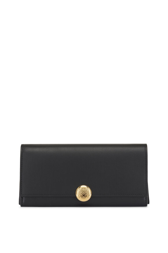 Loewe Pebble Black Leather Continental Wallet