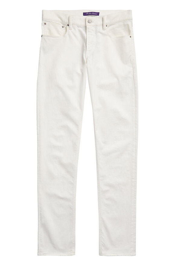 Ralph Lauren Purple Label - Deckwash White Five Pocket Slim Jeans 