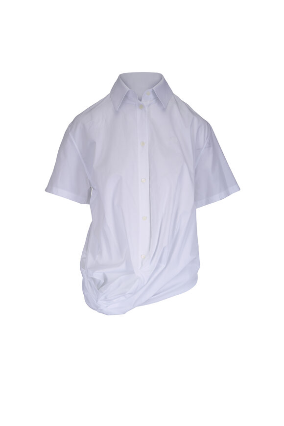 Loewe White Cotton Draped Button Up Blouse - view 1