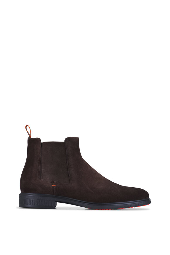 Santoni Easy Dark Brown Suede Chelsea Boot - view 2