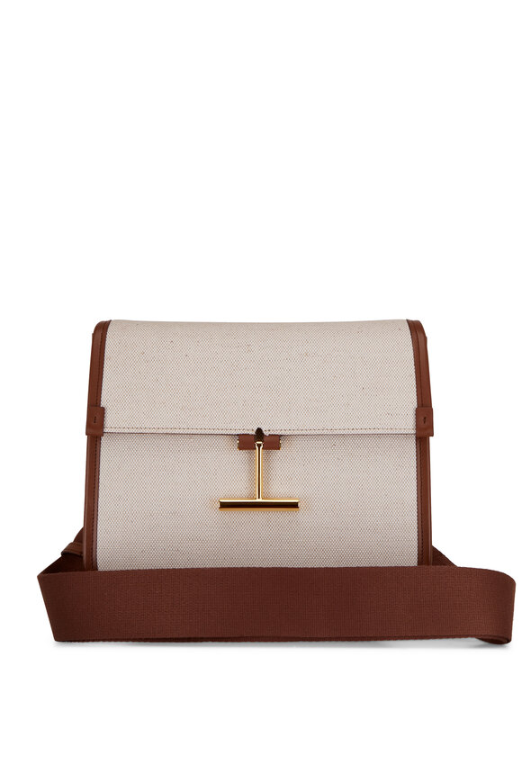 Tom Ford Tara Tan Canvas Medium Crossbody 