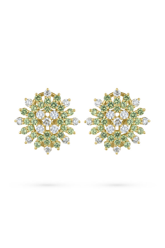 Paul Morelli 18k Yellow Gold Garnet & Diamond Radial Earring - view 1