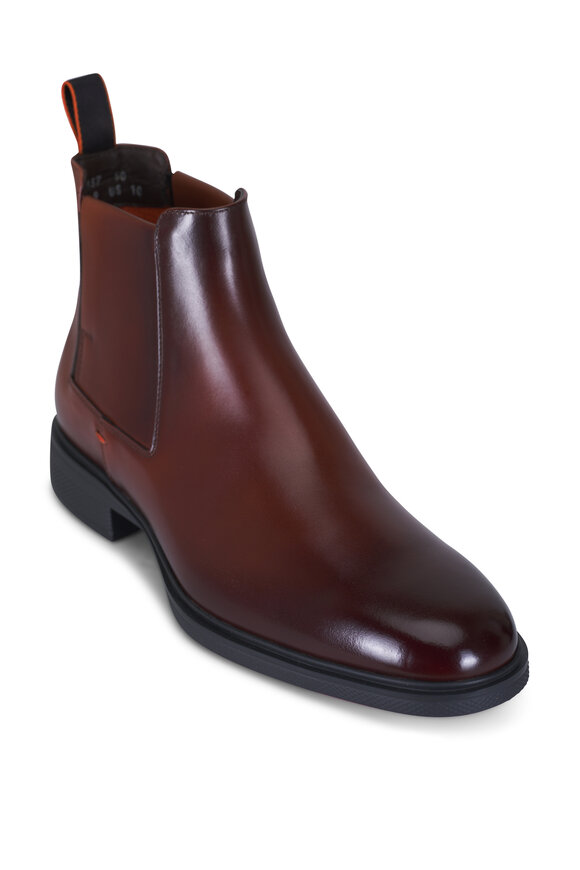 Santoni Easy Dark Brown Leather Pull-On Boot