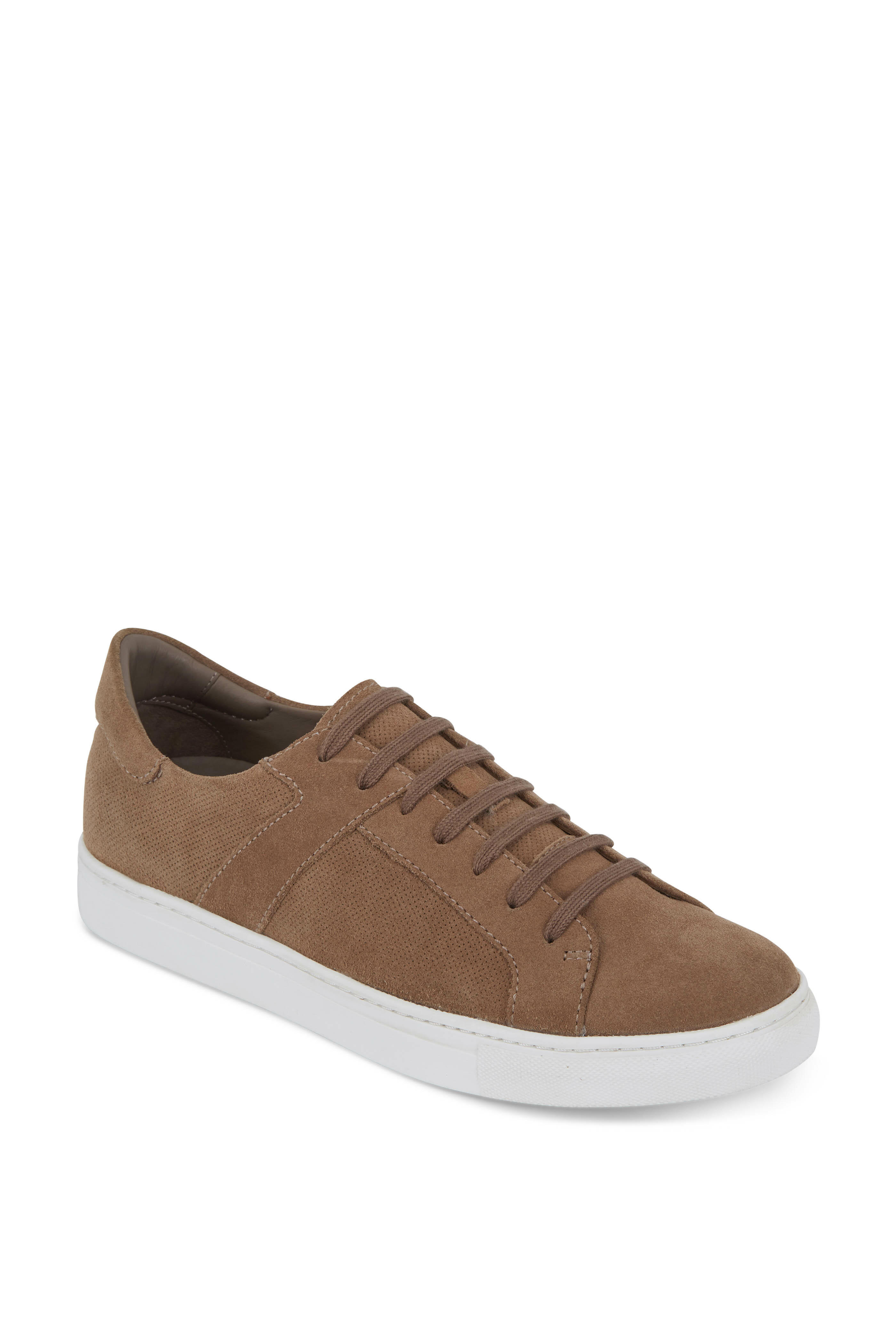 Trask Aaron Taupe English Suede Sneaker Mitchell Stores