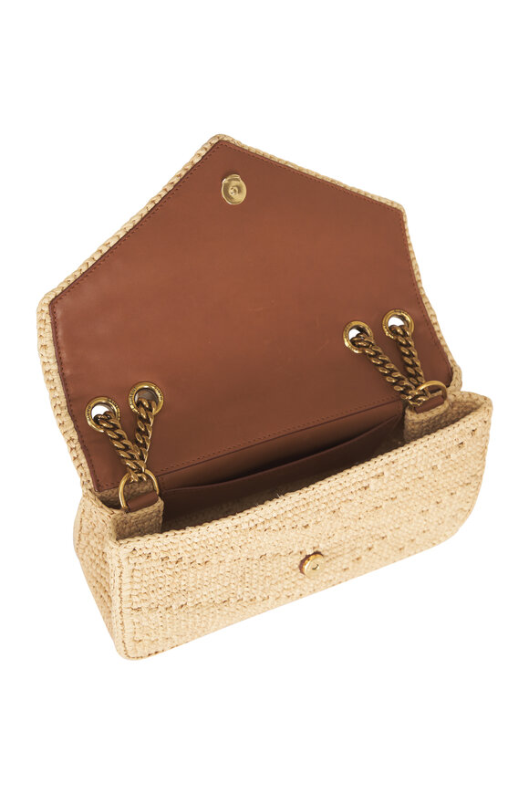 Saint Laurent Small Loulou Natural Chevron Raffia Chain Bag - view 5