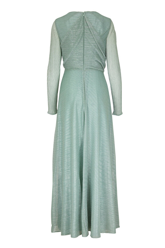 Talbot Runhof - Fondini2 Mint Green Metallic Long Sleeve Gown