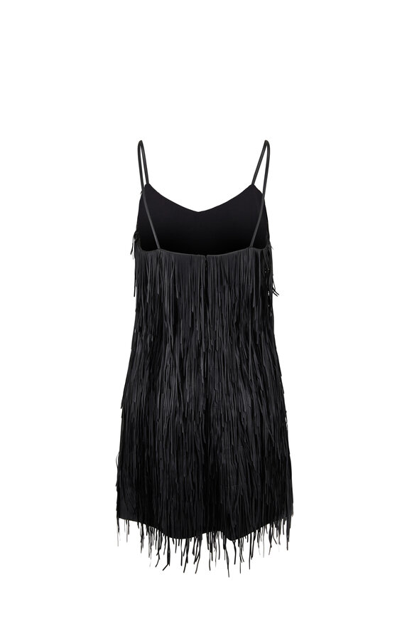 Michael Kors Collection - Black Lambskin Leather Fringe Dress