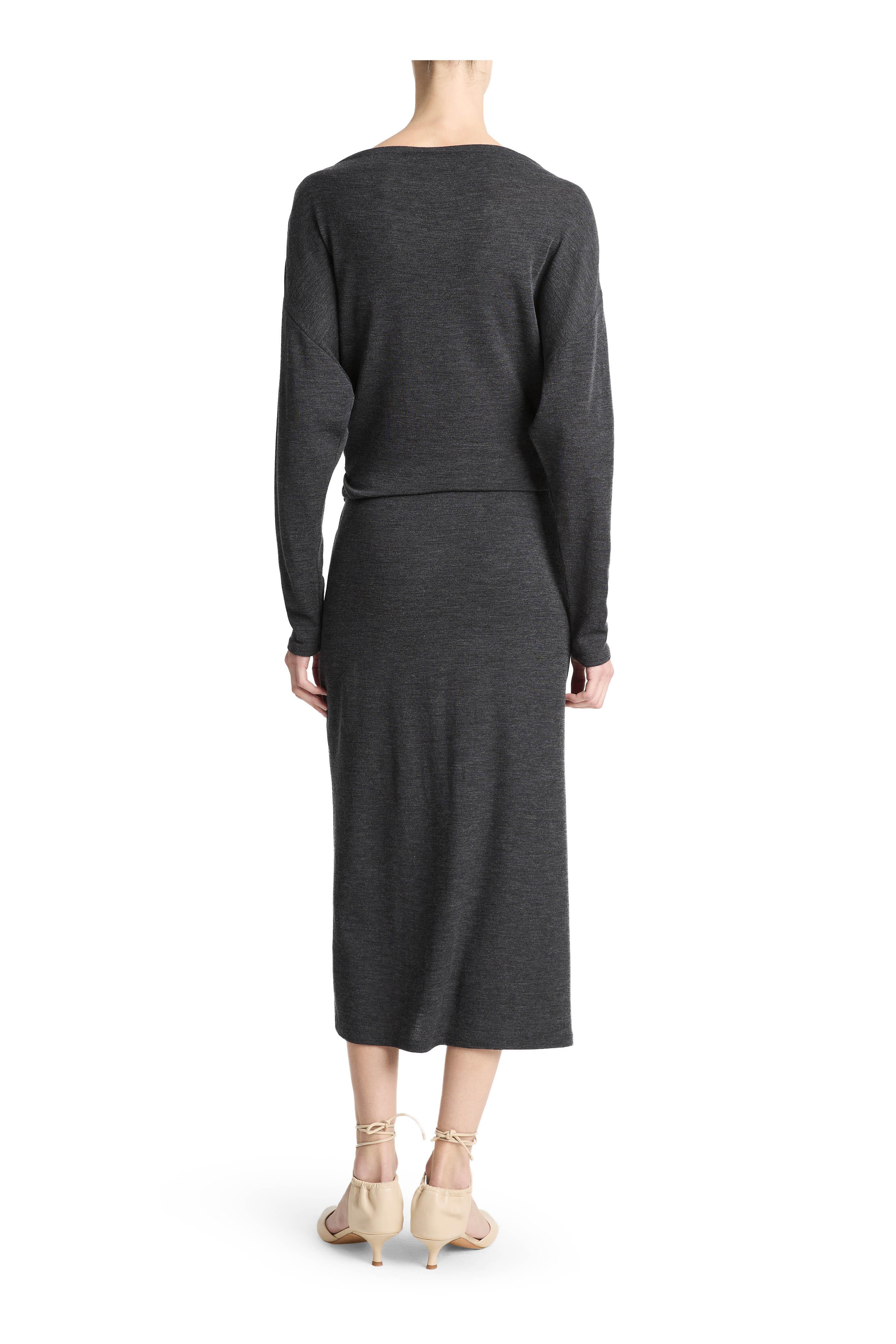 Vince - Dark Heather Gray Draped Slash Neck Top