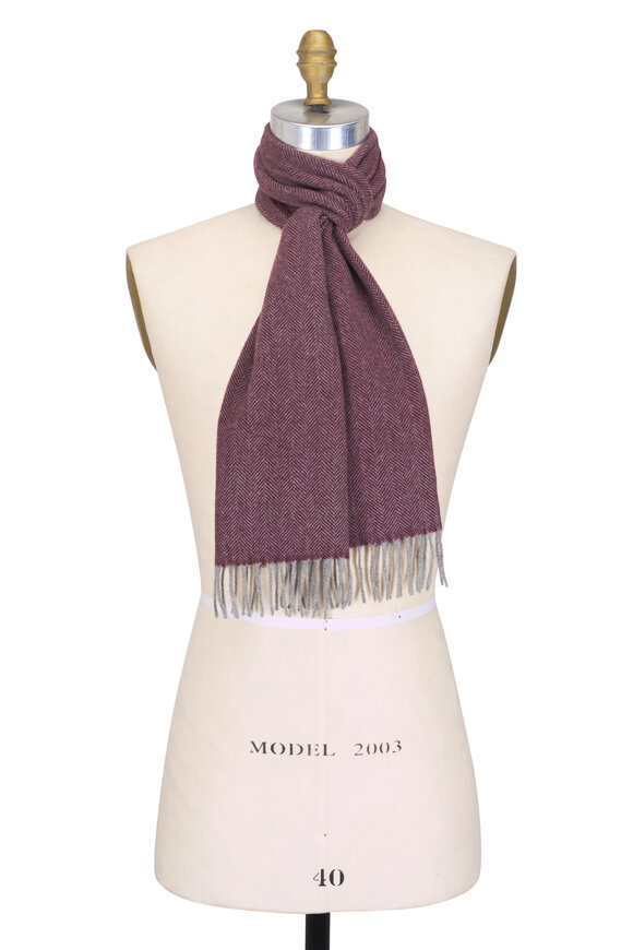 Chelsey Imports Burgundy Herringbone Cashmere Scarf