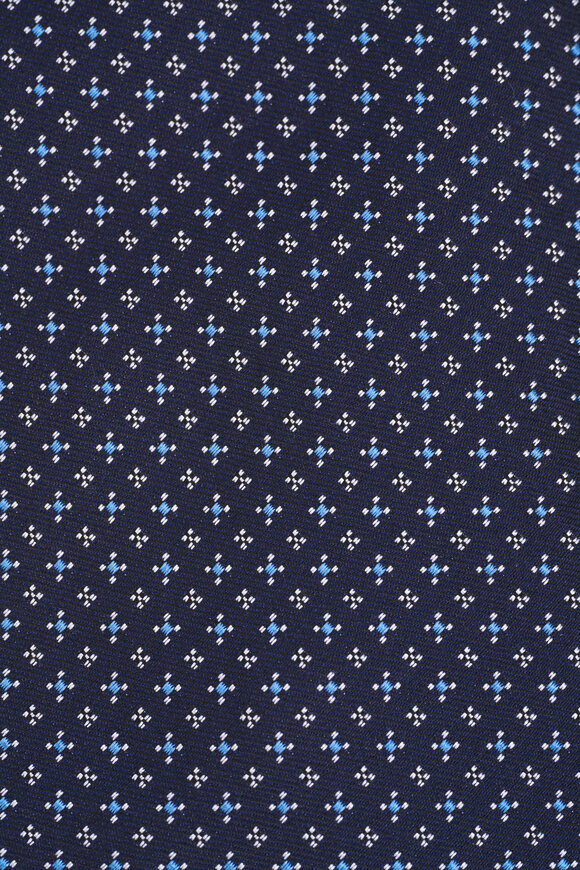 Zegna - Navy, White, and Blue Geometric Print Silk Necktie