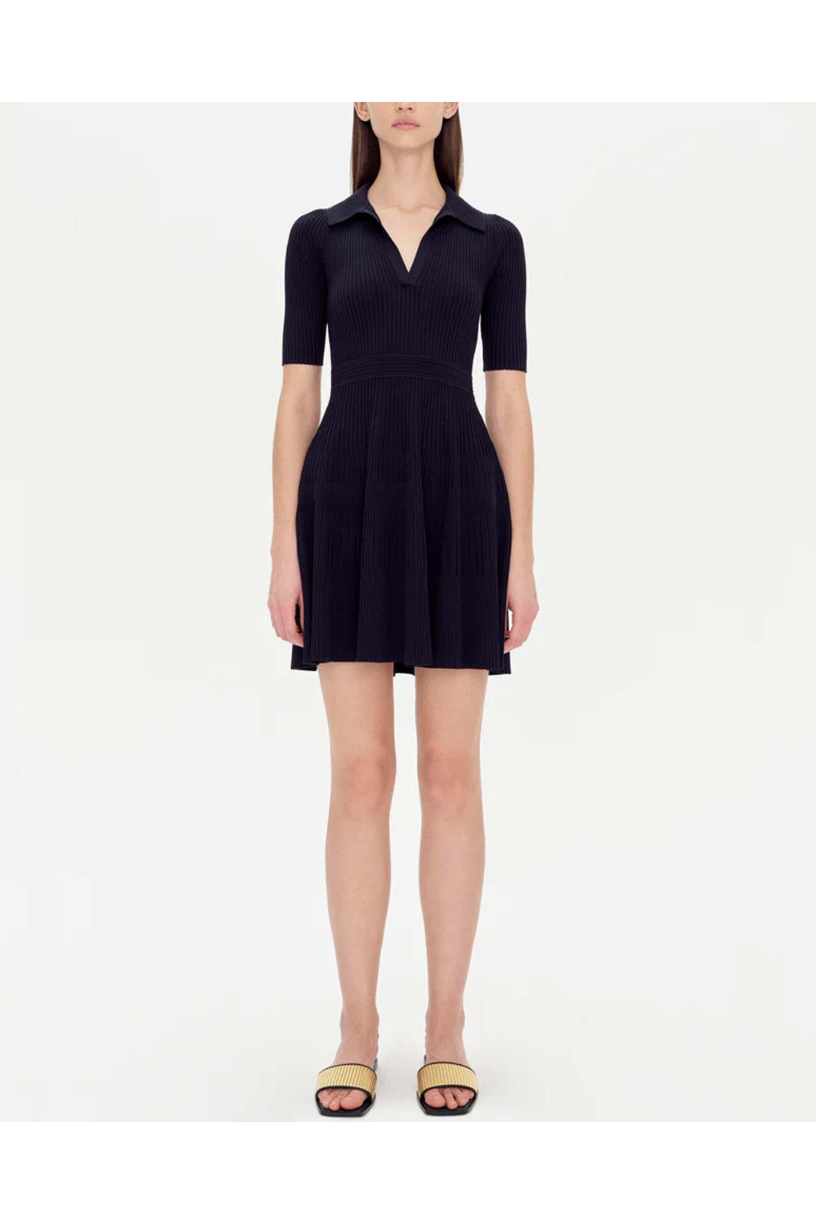 Simkhai - Midnight Patricia Core Compact Rib Polo Dress