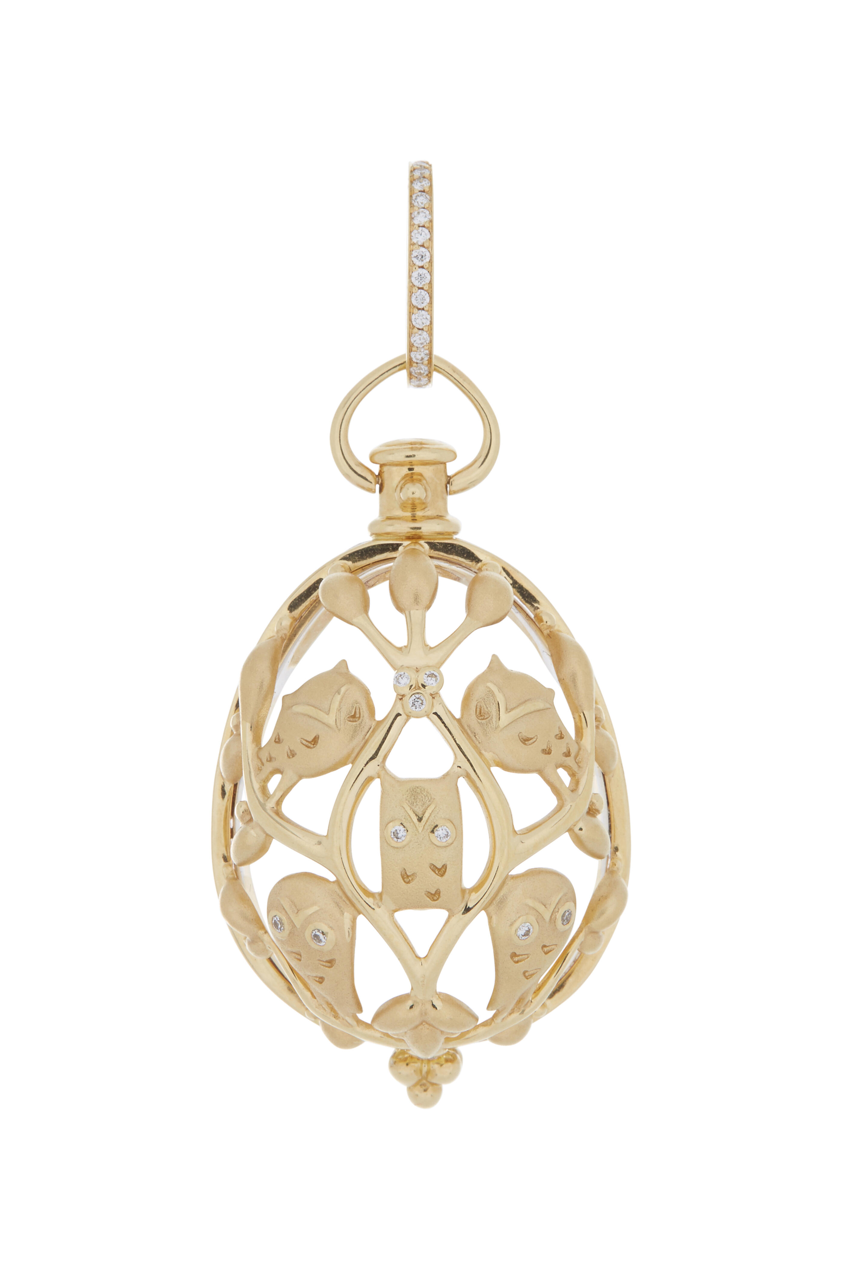 Temple St. Clair 18K Yellow Gold Crystal & Diamond Owl Amulet