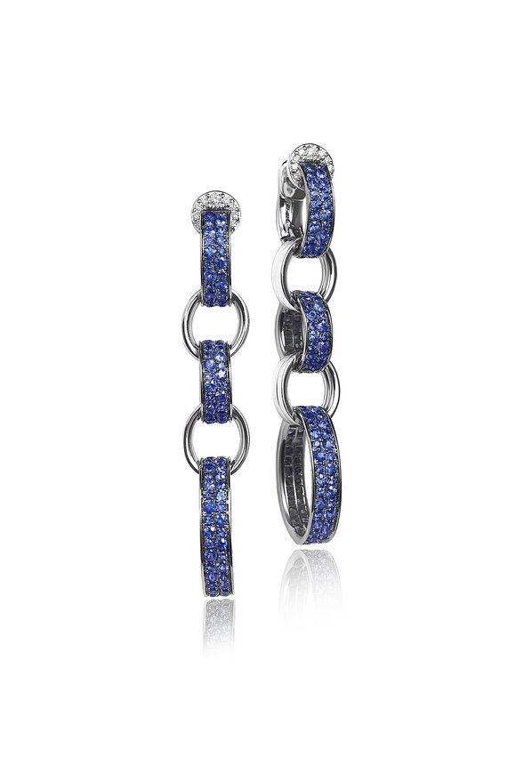 Nam Cho - Blue Sapphire & Diamond Modern Link Earrings