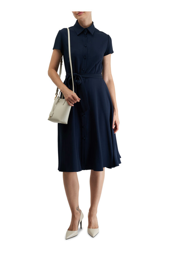 Kiton - Navy Short Sleeve Belted Dress