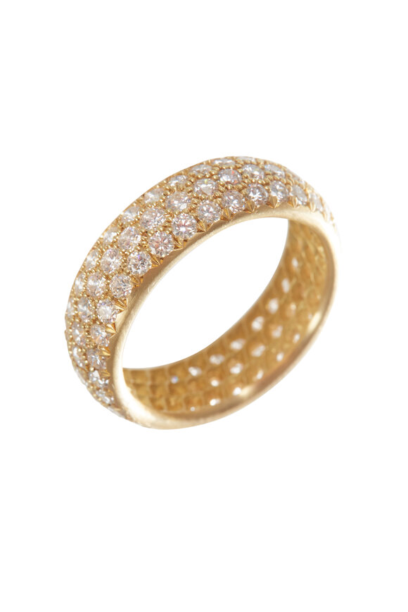 Caroline Ellen - 18K Yellow Gold Triple Row Diamond Ring
