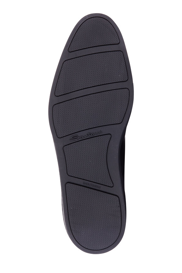 Santoni - Donato Black Leather Cap-Toe Monk Shoe 