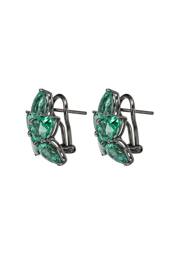 Ruchi 18k Yellow Gold Emerald & Diamond Earring - view 2