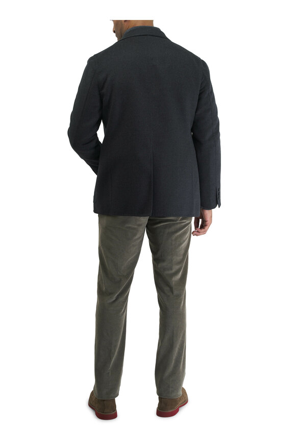 Canali - Gray Textured Wool Front Zip Sweater