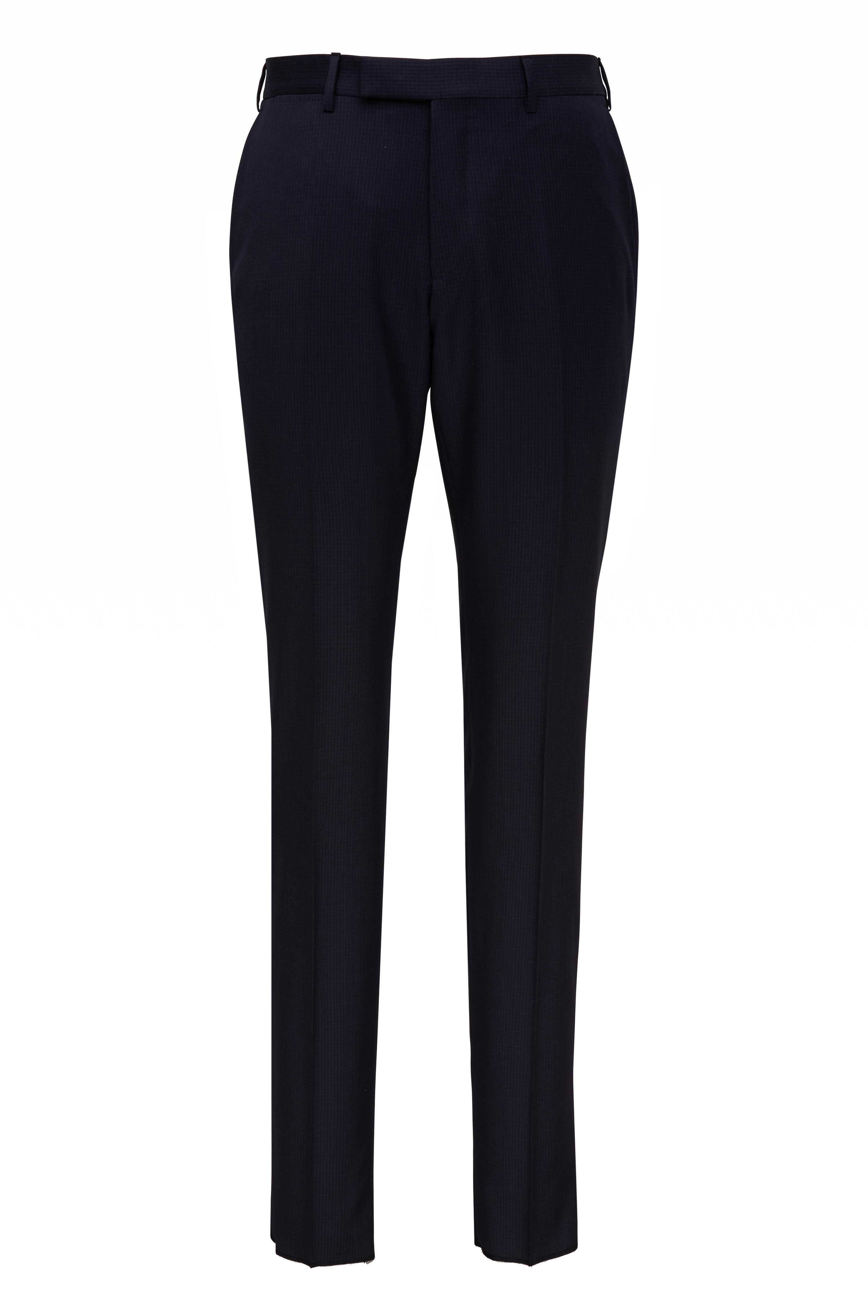 Zegna - Multiseason Navy Blue Micro Check Wool Suit