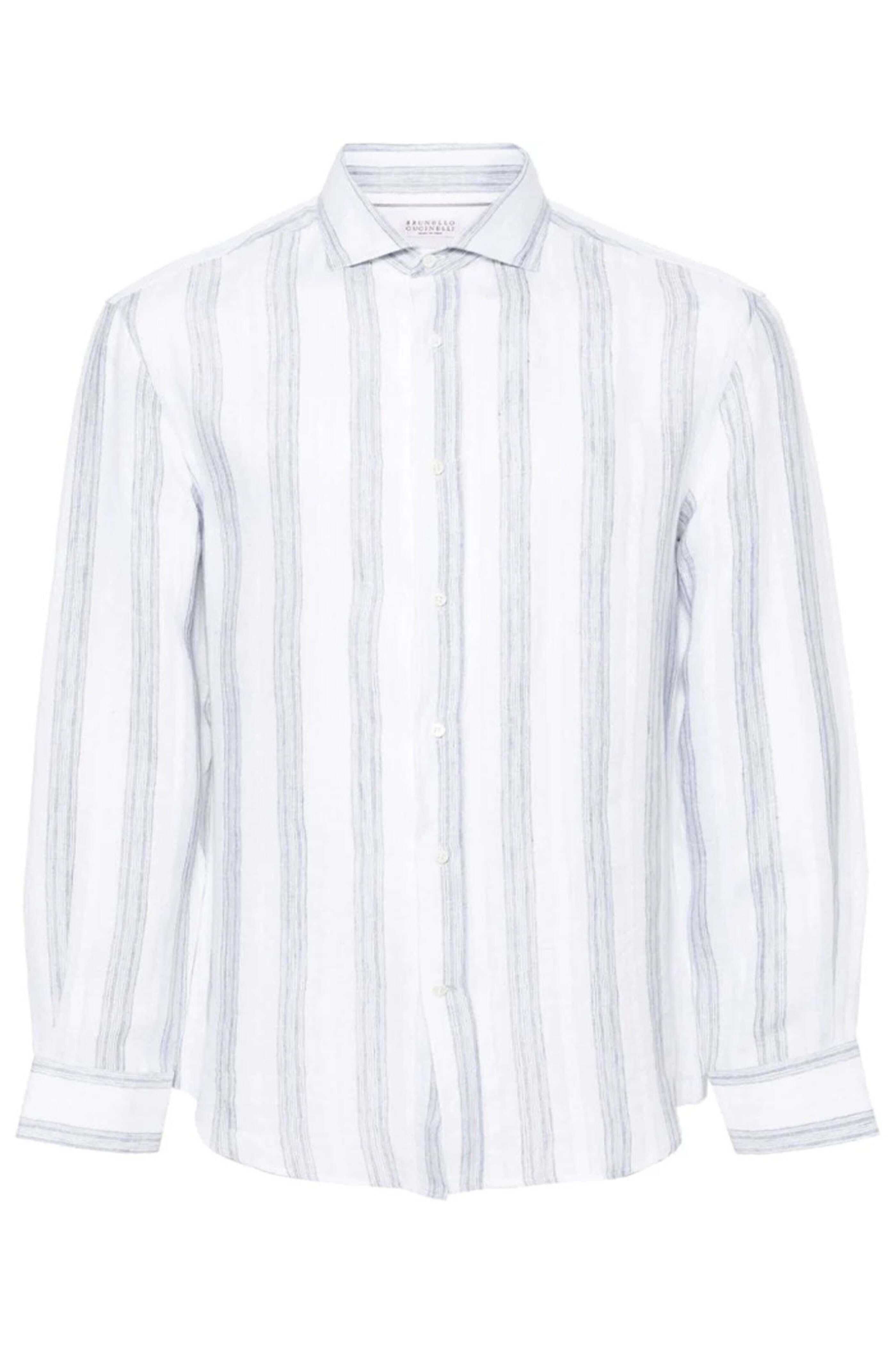 Brunello Cucinelli - Bianco and Grigio Sportshirt