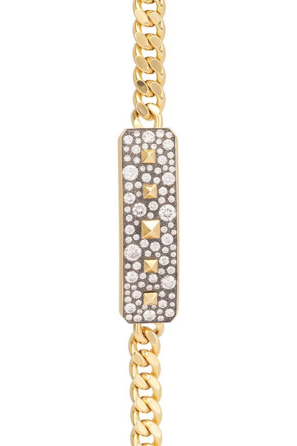 Mariani 18k Yellow Gold Diamond ID Link Bracelet - view 2